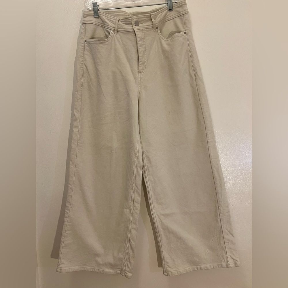 NWOT CALIA Women’s 12 Cream Textured Wide Leg Pants Stretch